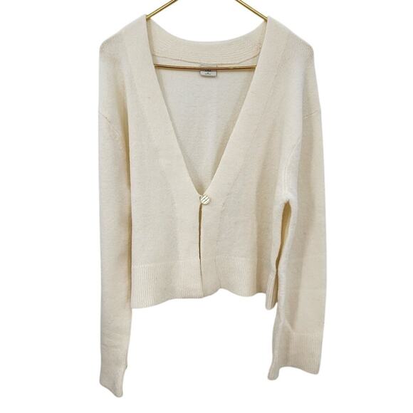 Abercrombie & Fitch Single Button White Cardigan Wool Blend Size Medium - Picture 1 of 5